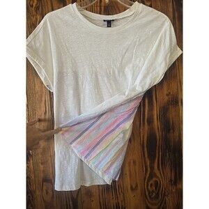 TORRID Cotton Modal Slub Clip Dot Print Fabric Mixed Dolman Tee, Women's Size 1